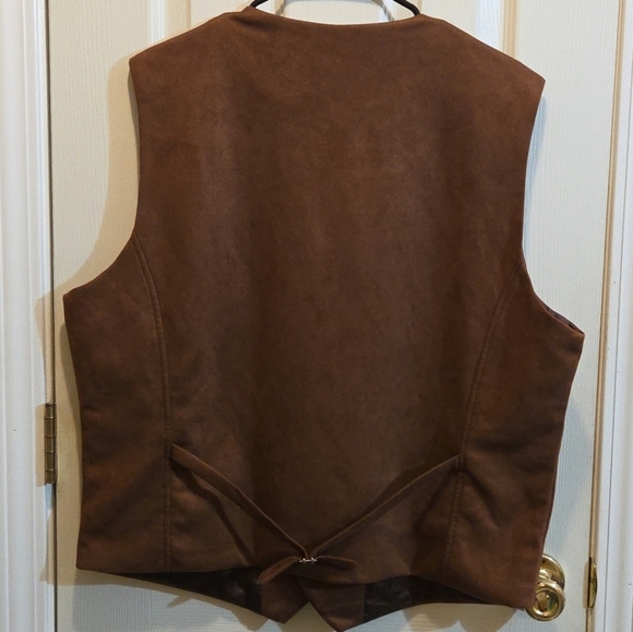 Paul Jones Mens Size XL Brown Faux Suede Vest Suit Western Cowboy - Picture 4 of 8